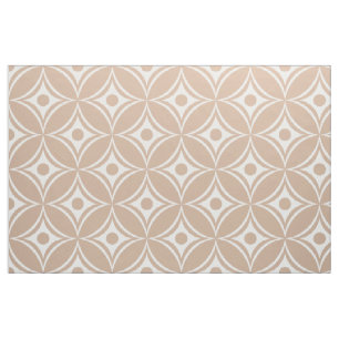 Tecido Padrão Geométrico Retro Branco E Bronzeado Sem Olh