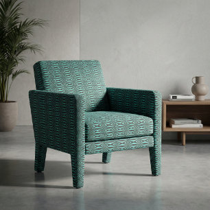 Tecido Padrão Geométrico Trendy Teal & Black Op Art