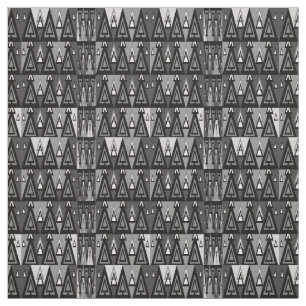 Tecido Padrão geométrico triangular cinza e preto,