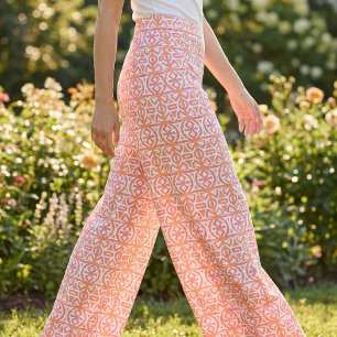 Tecido Padrão Geométrico Tribal Orange Pink