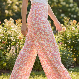 Tecido Padrão Geométrico Tribal Orange Pink