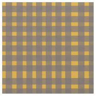 Tecido Padrão Gingham da Cinza amarela