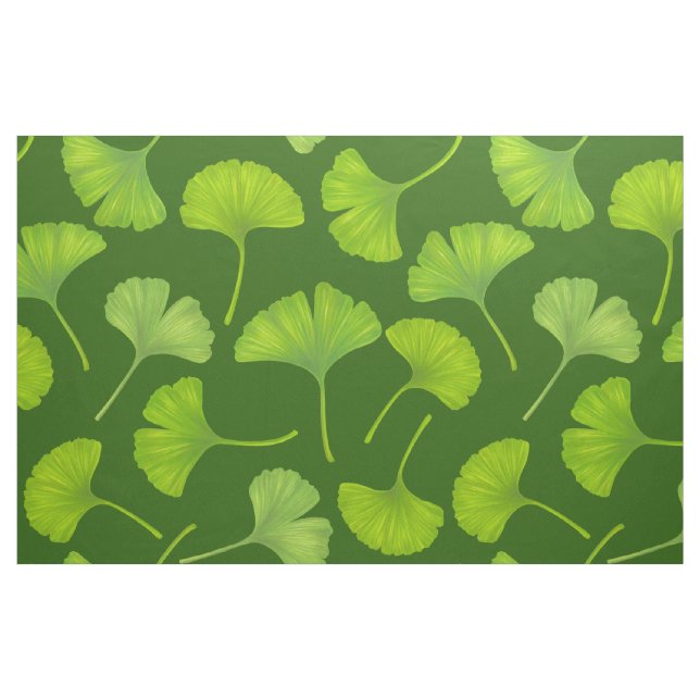 Tecido Padrão Ginkgo em verde escuro (Fat Quarter)