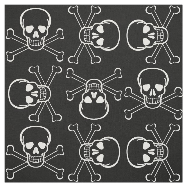 Tecido Padrão gráfico do Crânio Branco e Crossbones (Modelo)