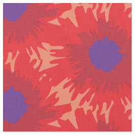 Tecido Padrão gráfico vermelho-vivo de papoila solteiro r