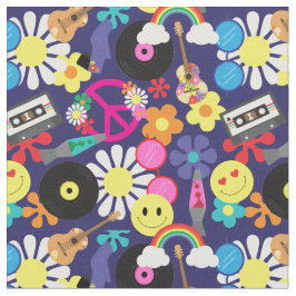 Tecido Padrão Hippie do Groovy Retro 60s