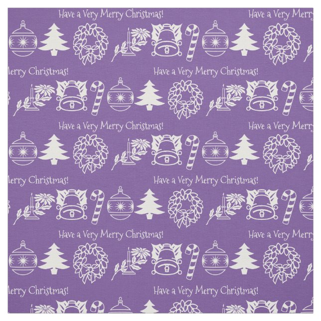 Tecido Padrão Icônico de Natal Roxo/Feriado Branco (Modelo)