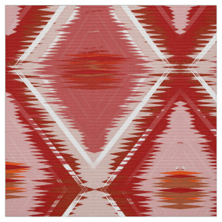 Tecido Padrão ikat branco e vermelho.