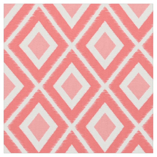 Tecido Padrão Ikat Rosa Moderno e Coral (Detalhe)