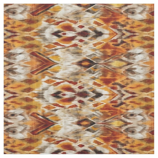Tecido Padrão Ikat Tribal de Orange Boho Moderno (Detalhe)