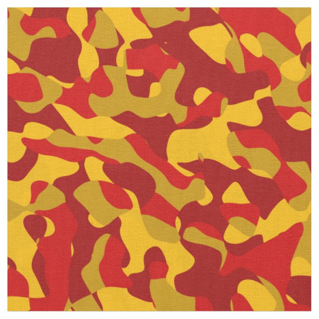Tecido Padrão Impressão de Camuflagem Vermelha e Amarela (Detalhe)