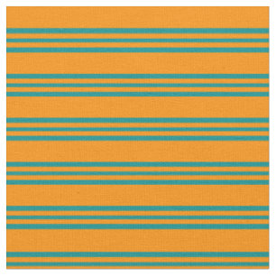 Tecido Padrão Laranja Escuro e Ciano Escuro Striped/Link