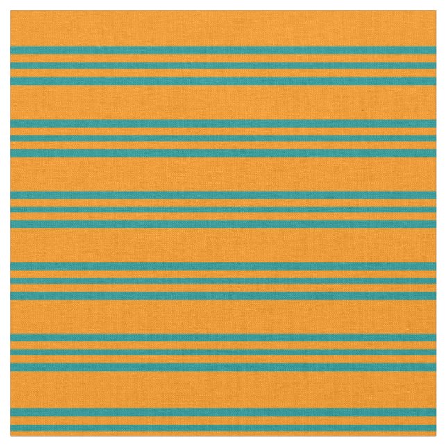 Tecido Padrão Laranja Escuro e Ciano Escuro Striped/Links (Detalhe)