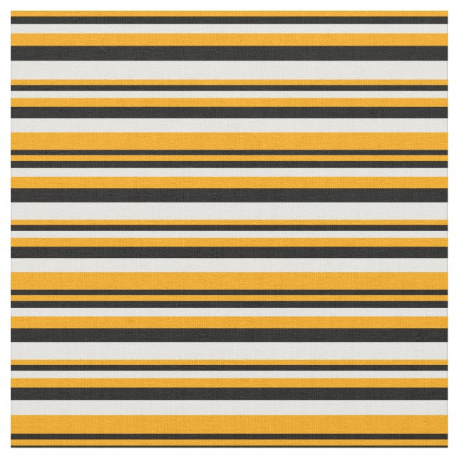 Tecido Padrão Laranja, Preto e Branco Striped/Links (Detalhe)