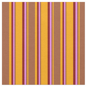Tecido Padrão Laranja, Siena, Violet & Maroon Stripes
