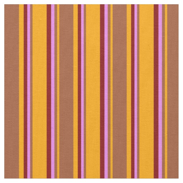 Tecido Padrão Laranja, Siena, Violet & Maroon Stripes (Detalhe)