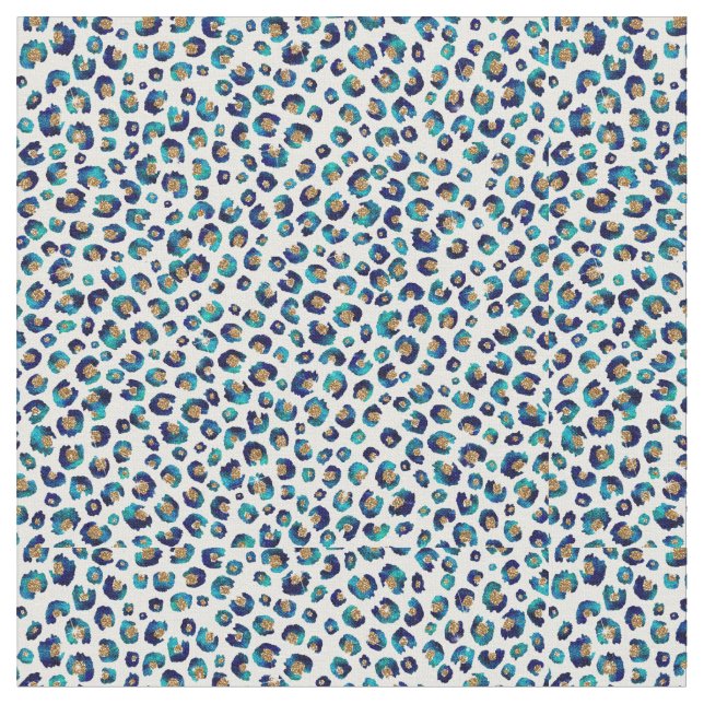 Tecido Padrão-Leopardo Dourado-azul (Detalhe)