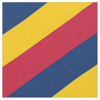 Tecido Padrão listrado vermelho, azul e amarelo
