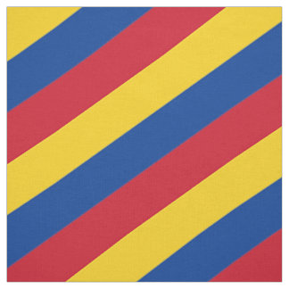 Tecido Padrão listrado vermelho, azul e amarelo