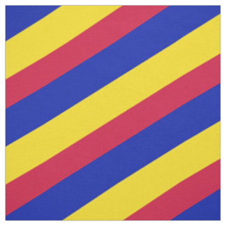 Tecido Padrão listrado vermelho, azul e amarelo