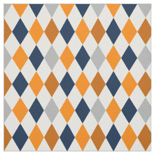 Tecido Padrão Miner Orange & Marinho Blue Argyle