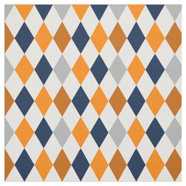 Tecido Padrão Miner Orange & Marinho Blue Argyle (Modelo)