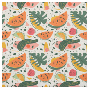 Tecido Padrão Moderno de Frutas Tropicais