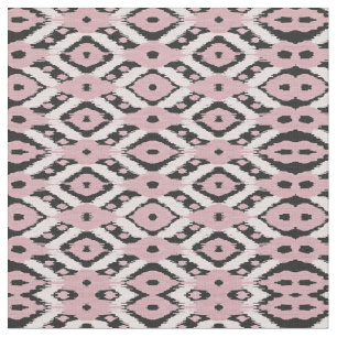 Tecido Padrão Moderno de Ikat Preto, Rosa, Blush Boêmiano