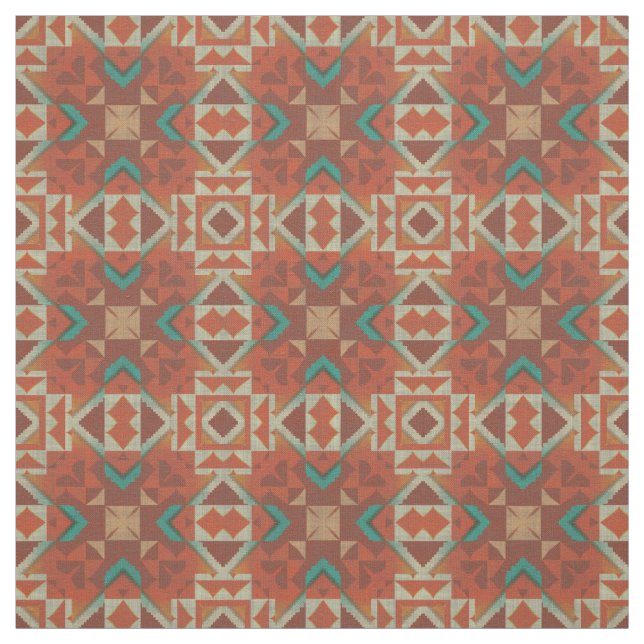 Tecido Padrão Mosaico Aztec Aztec Azul Turquesa Verde Azu (Modelo)