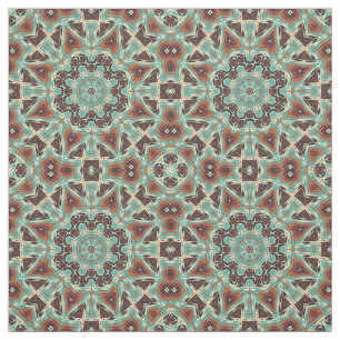 Tecido Padrão Mosaico Aztec Aztec Vermelho Turquoise
