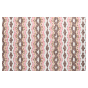 Tecido Padrão Mosaico Rosa Castanho Ikat Zigzag