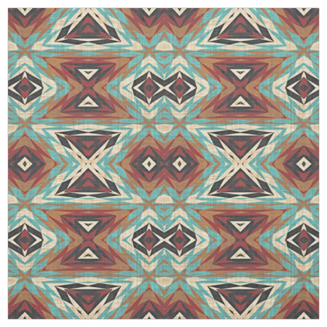Tecido Padrão Mosaico Tribal Verde Verde Turquesa (Modelo)