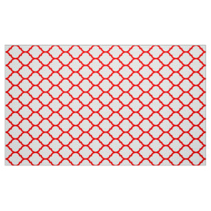 Tecido Padrão na moda Red White Quatrefoil Marroquino