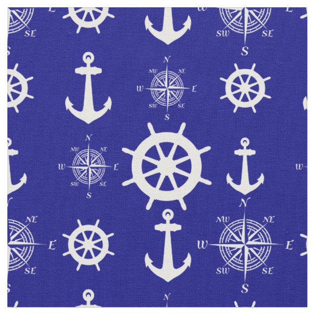 Tecido Padrão náutico azul Marinho (Detalhe)