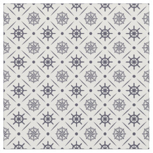 Tecido Padrão náutico com roda de vela e bússola