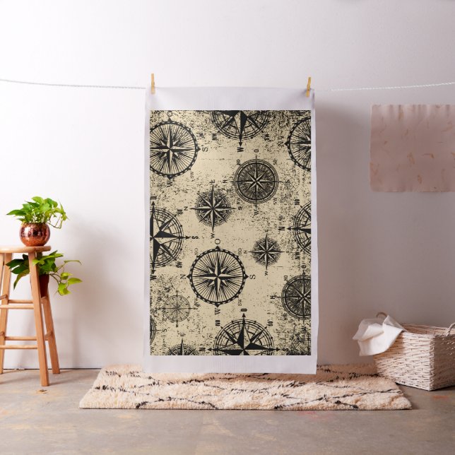 Tecido Padrão náutico do Vintage (In Situ)