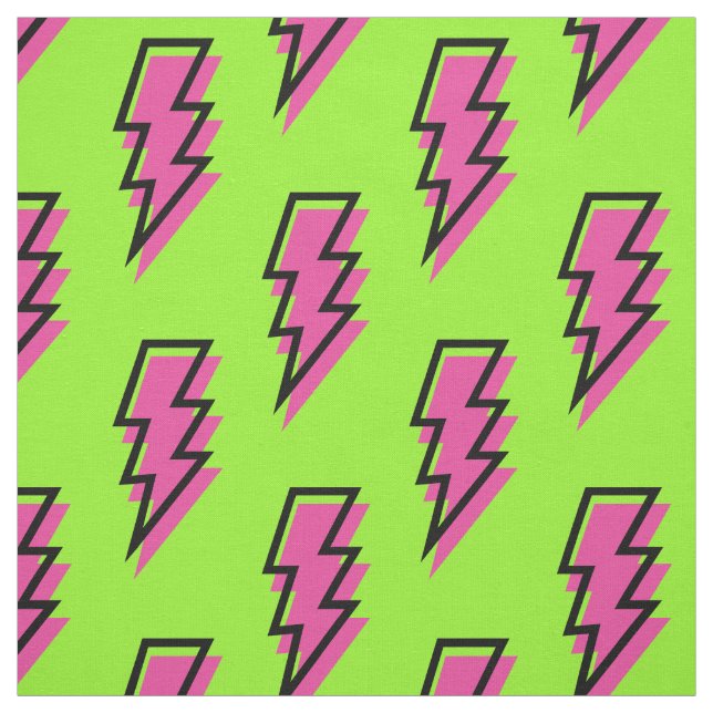 Tecido Padrão Neon Green & Pink Lightning Bolt do anos 80 (Modelo)