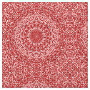 Tecido Padrão Ornamental de Mandala Vermelho e Branco