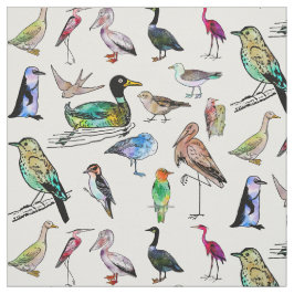 Tecido Padrão ornitológico de aves aquáticas