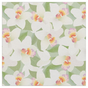 Tecido Padrão Orquídea Branco