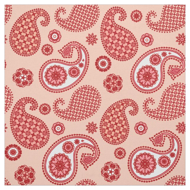 Tecido Padrão Paisley, Tons de Laranja Coral  (Modelo)