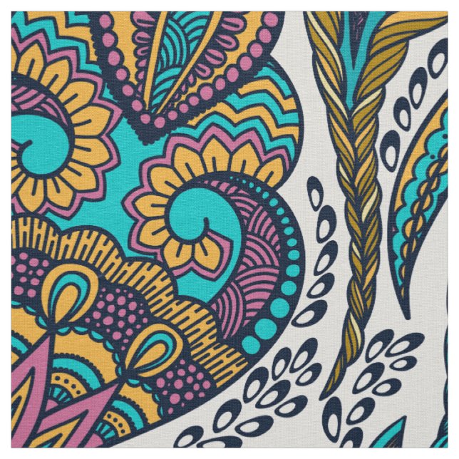 Tecido Padrão paisley tribal colorido (Modelo)