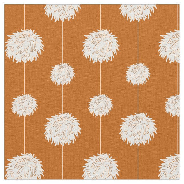 Tecido Padrão Pom De Cheerleader Laranja Queimado (Detalhe)