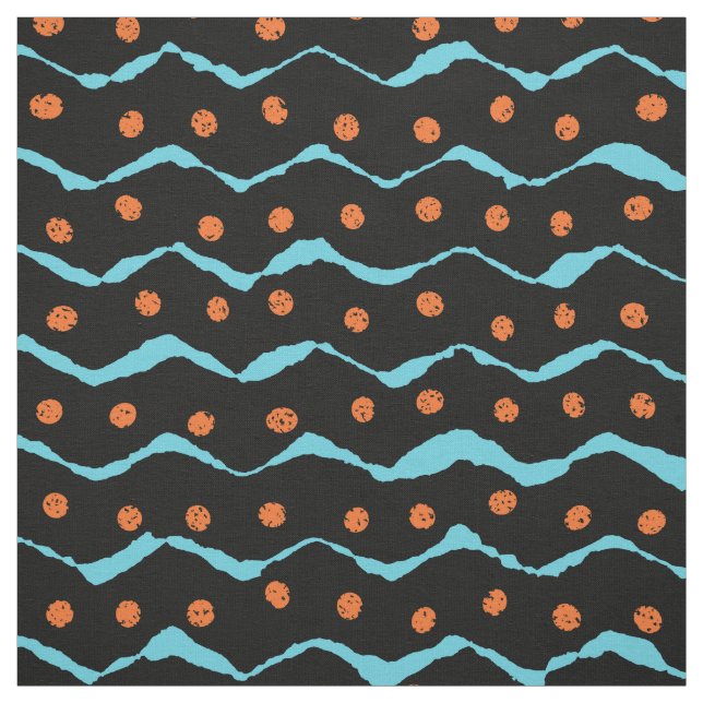 Tecido Padrão Preto, Azul e Laranja (Modelo)
