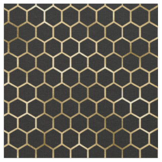 Tecido Padrão Preto de Honeycomb Dourado Elegante