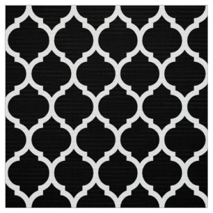 Tecido Padrão Preto de Quatrefoil de Latice Marroquina-Br
