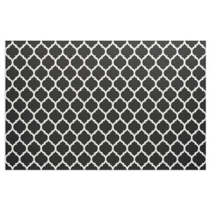 Tecido Padrão Preto de Quatrefoil de Latice Marroquina-Br