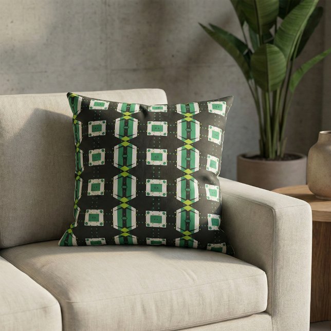 Tecido Padrão preto e branco verde moderno simples (Criador carregado)
