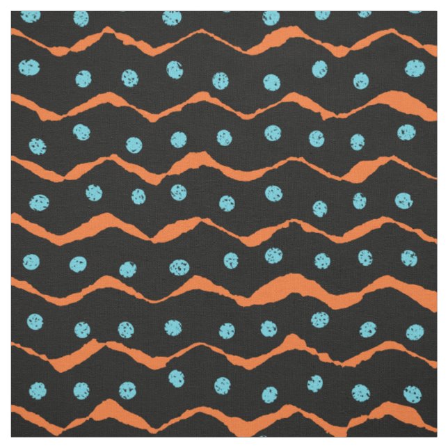 Tecido Padrão preto, laranja e azul (Modelo)