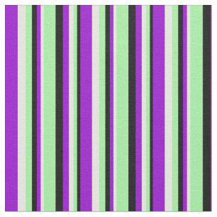 Tecido Padrão Preto, Verde, Creme de Casa e Violeta Escur